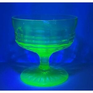 Vintage Hazel Atlas Uranium Glass Sherbet Cup Green Depression Glass Glows w/ UV